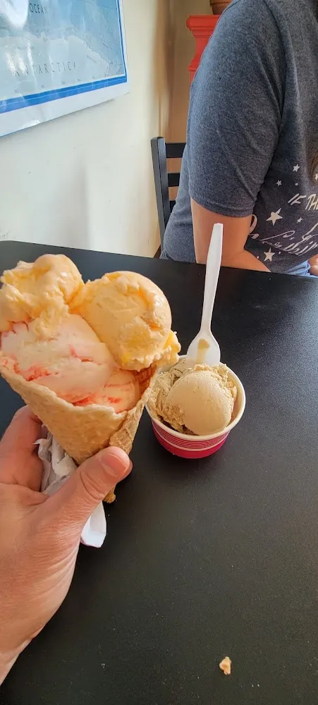Peach and Strawberry Cheesecake in Waffle Cone
